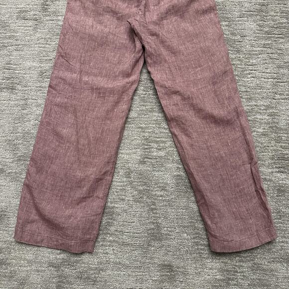 Athleta Pants Womens 10 Mauve Elastic Waist Drawstring Cabo Wide Leg Linen - Picture 6 of 11
